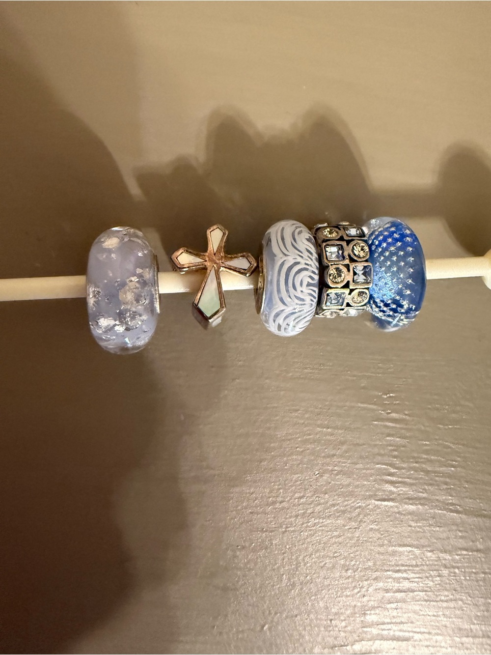 Chamilia Lot 5 Sterling Silver MOP Mystic Lace Glass Stepping Stone Beads NEW